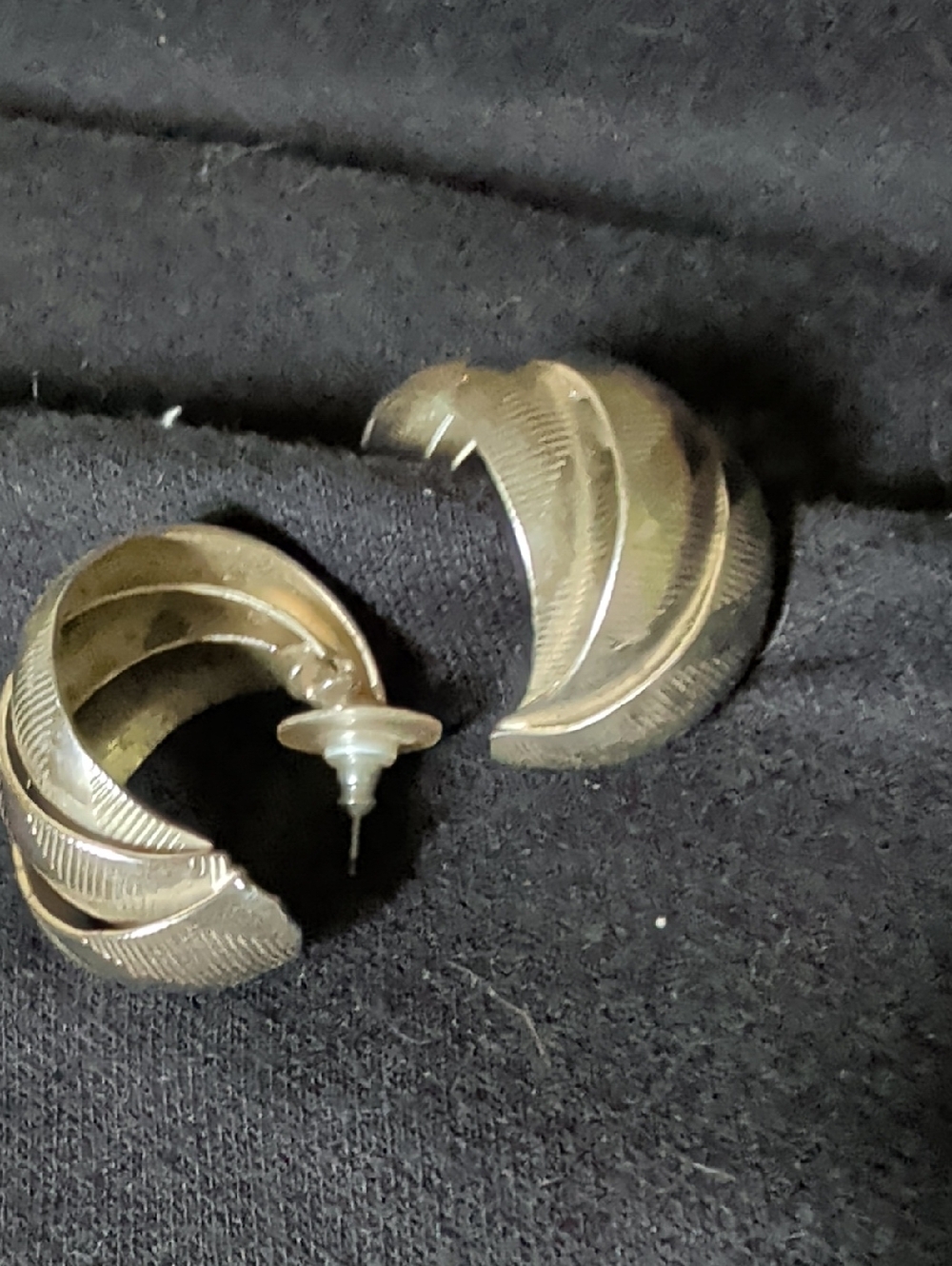 Vintage Textured Crescent Hoop Earrings